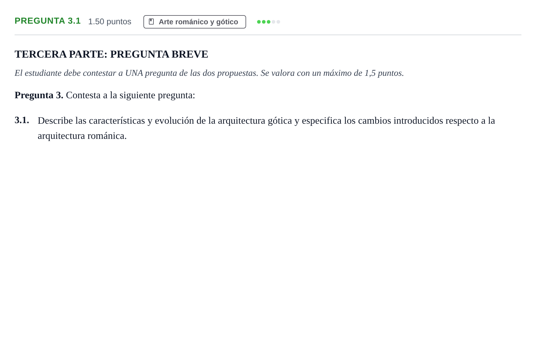 Enunciado: Pregunta 3.1 · Historia del Arte PAU La Rioja Extraordinaria 2024