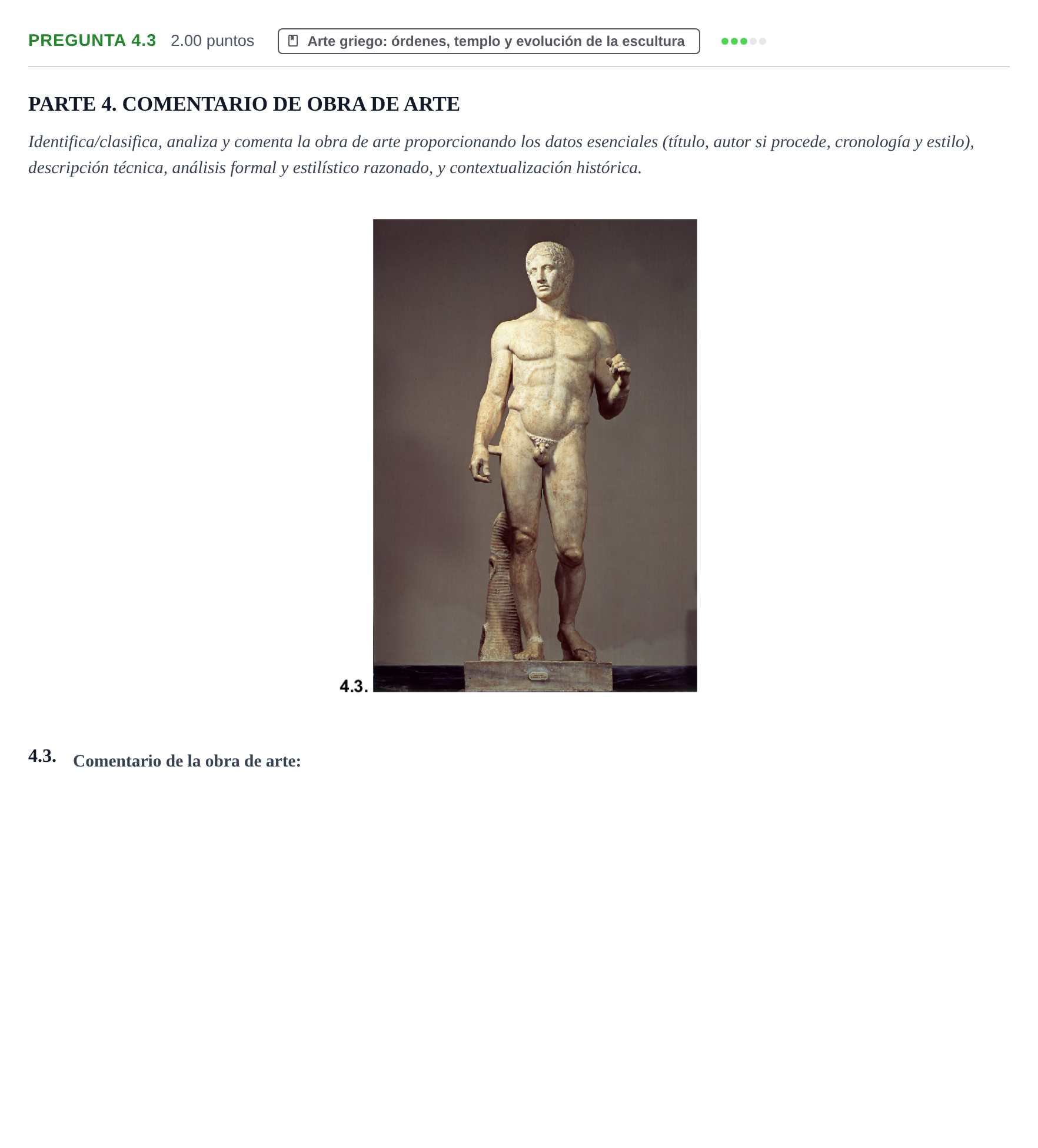 Enunciado: Pregunta 4.3 · Historia del Arte PAU La Rioja Extraordinaria 2024