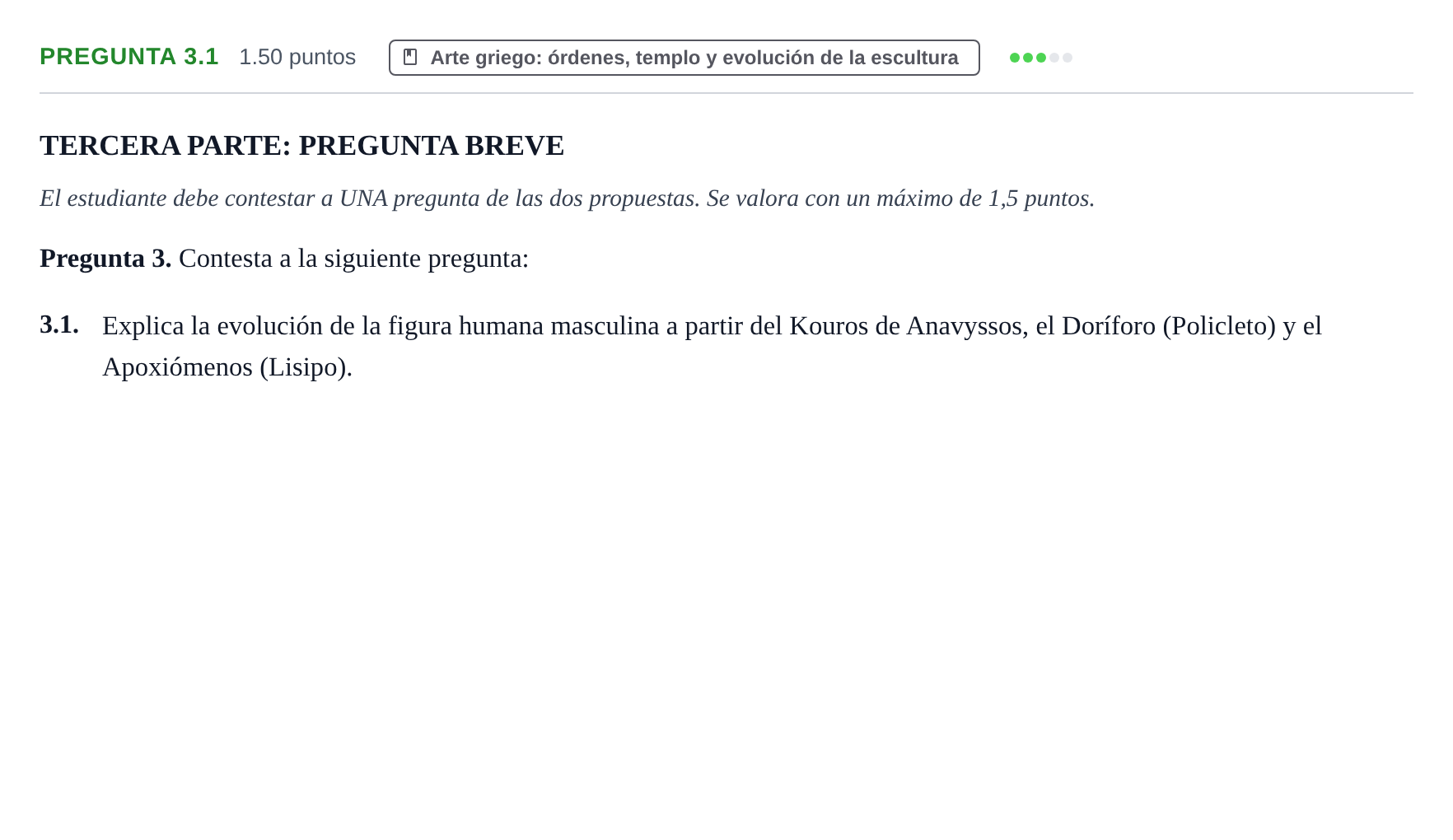 Enunciado: Pregunta 3.1 · Historia del Arte PAU La Rioja Ordinaria 2024