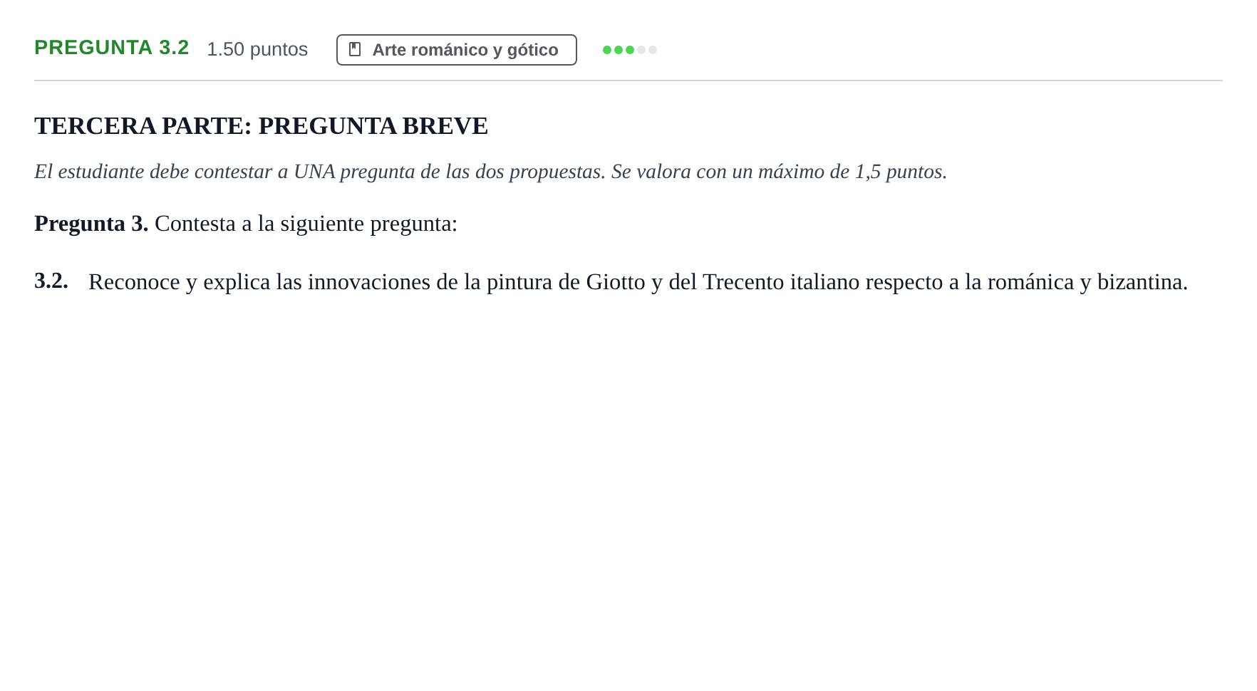 Enunciado: Pregunta 3.2 · Historia del Arte PAU La Rioja Ordinaria 2024