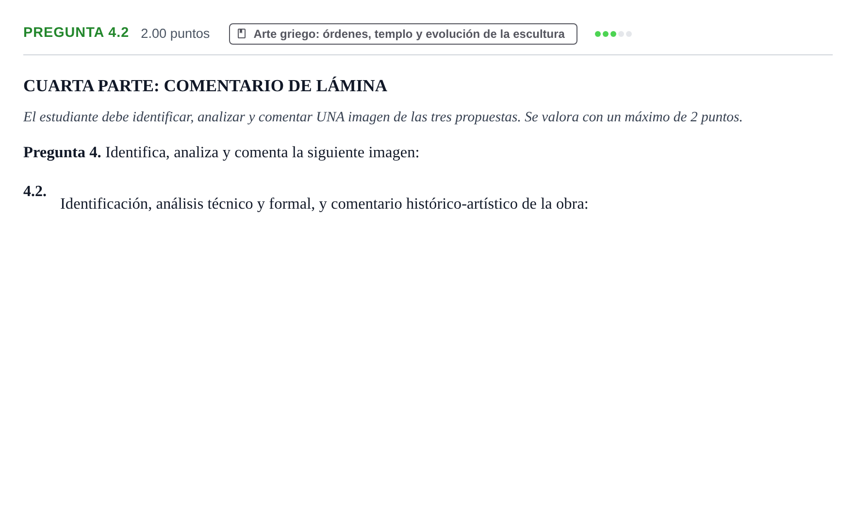 Enunciado: Pregunta 4.2 · Historia del Arte PAU La Rioja Ordinaria 2024