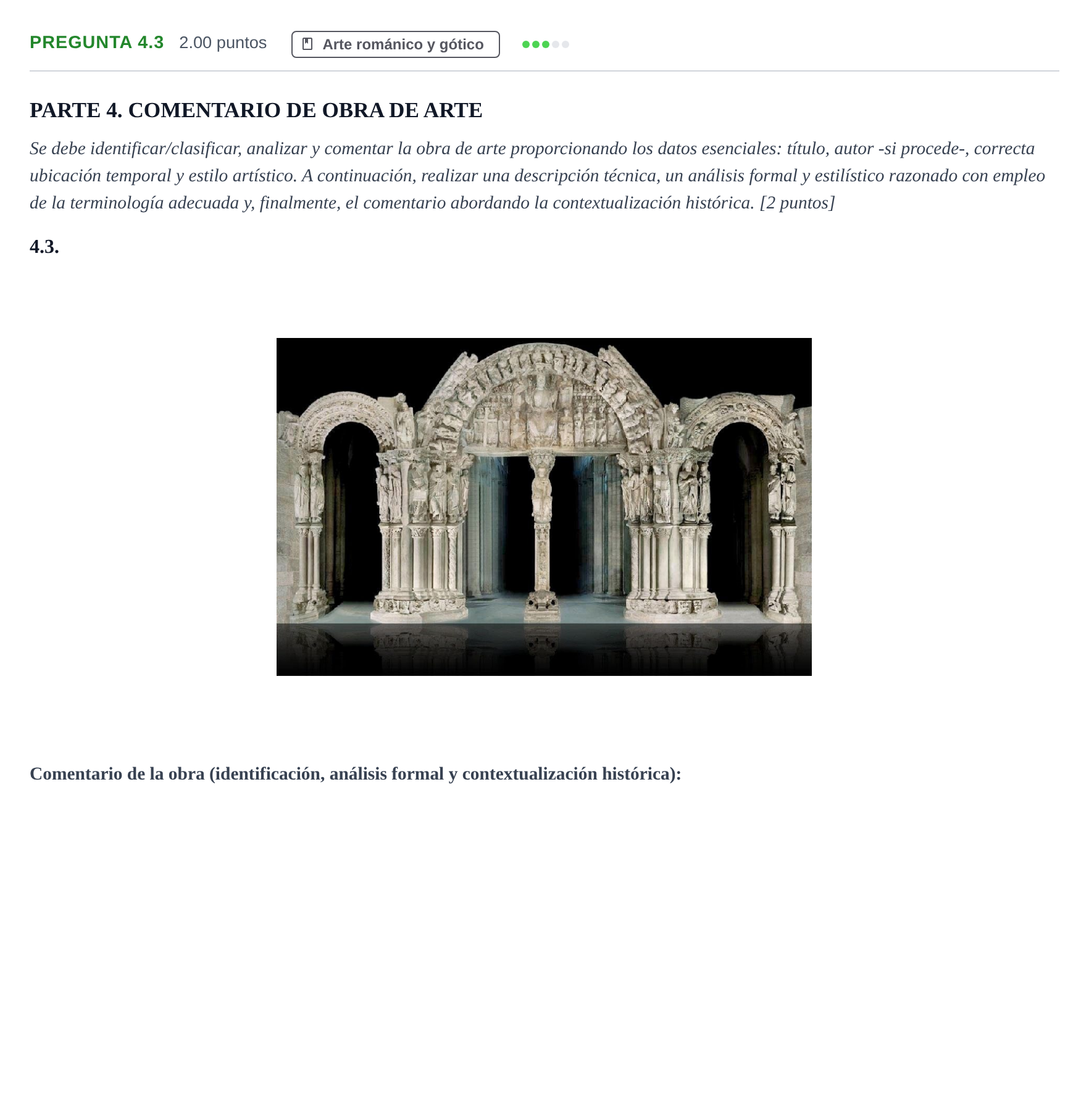 Enunciado: Pregunta 4.3 · Historia del Arte PAU La Rioja Ordinaria 2024