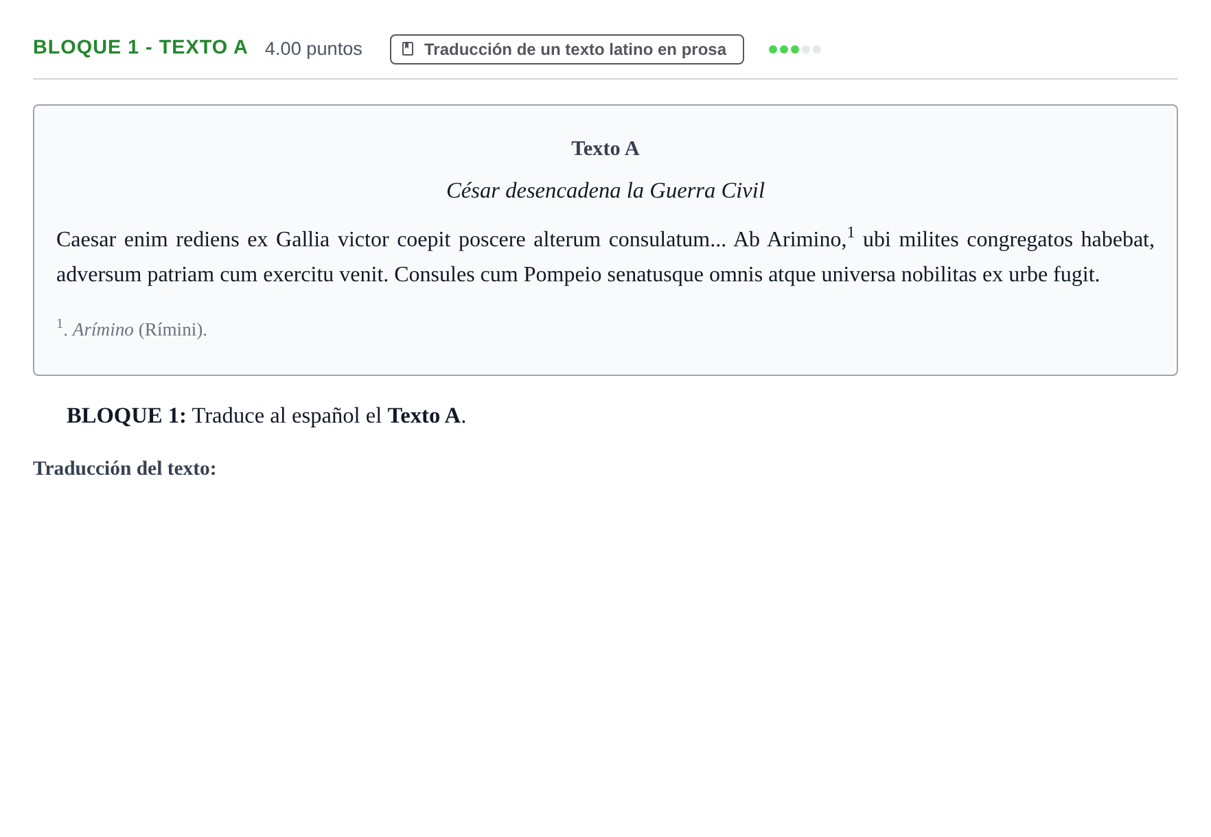 Enunciado: Bloque 1 - Texto A · Latín II PAU La Rioja Extraordinaria 2024