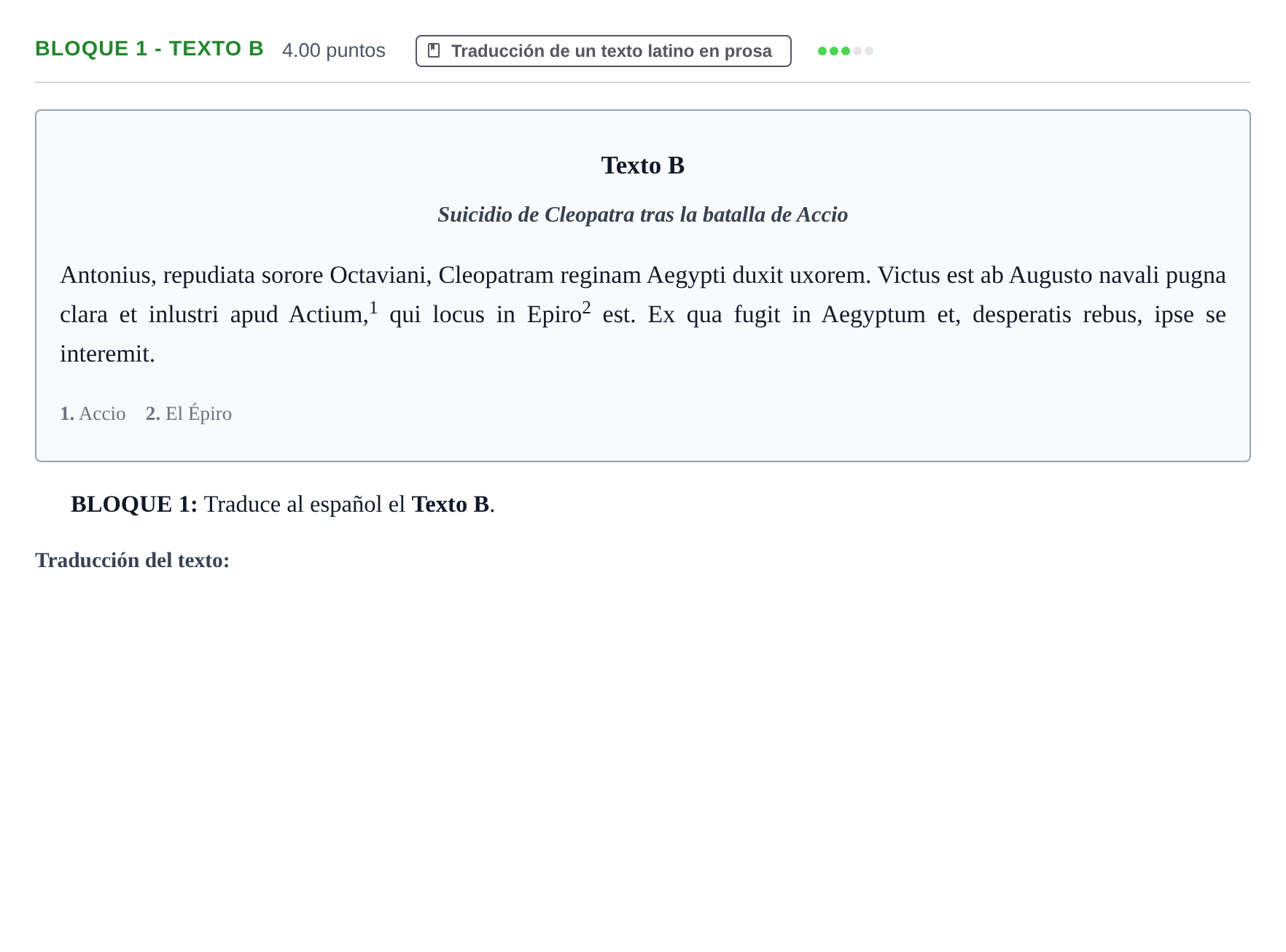 Enunciado: Bloque 1 - Texto B · Latín II PAU La Rioja Extraordinaria 2024