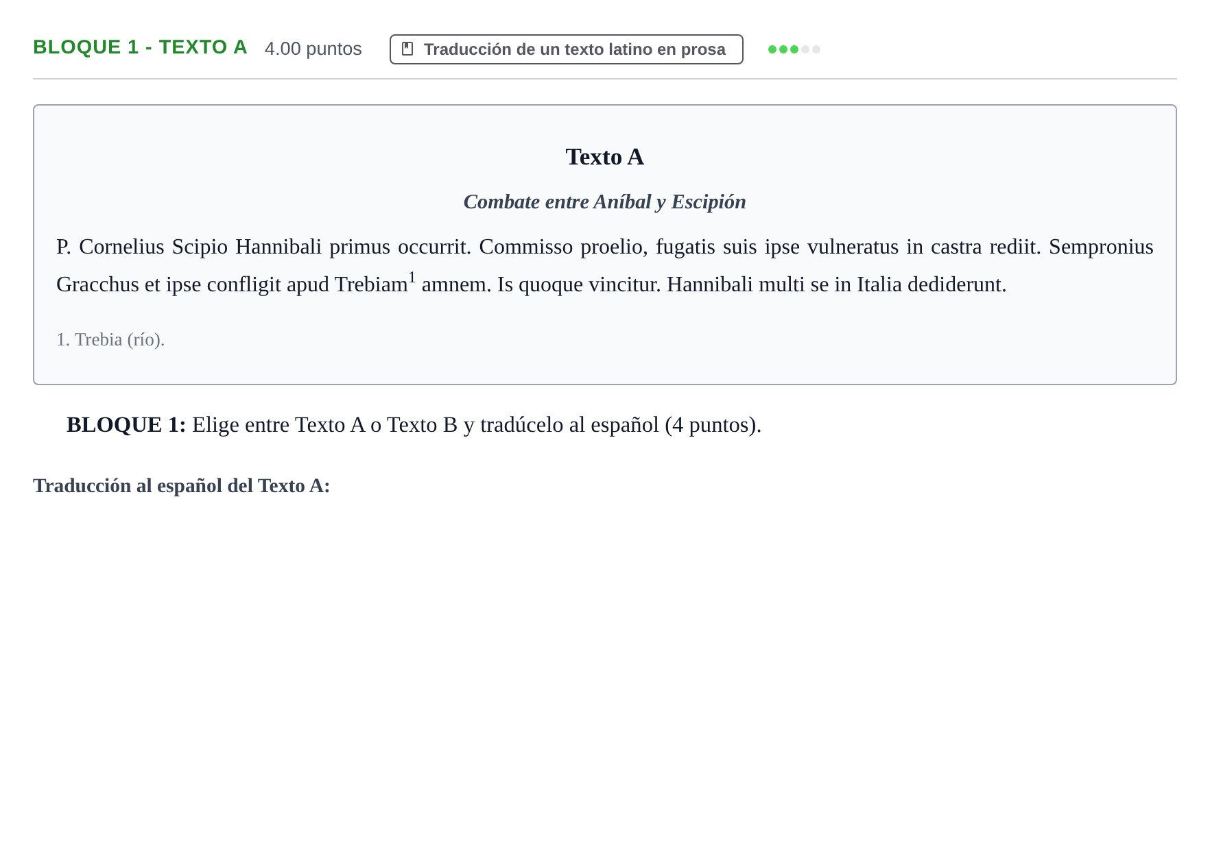 Enunciado: Bloque 1 - Texto A · Latín II PAU La Rioja Ordinaria 2024