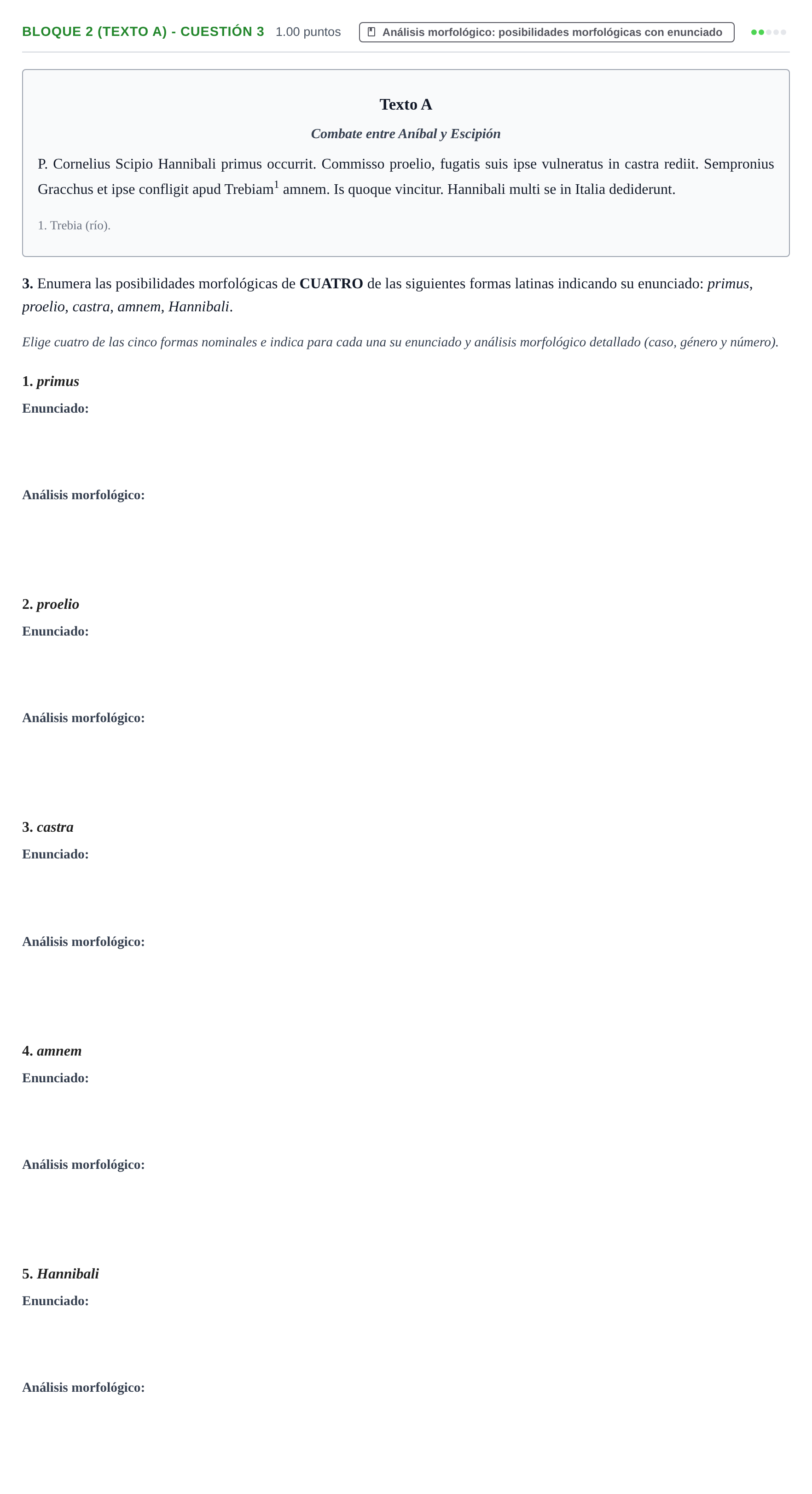 Enunciado: Bloque 2 (Texto A) - Cuestión 3 · Latín II PAU La Rioja Ordinaria 2024