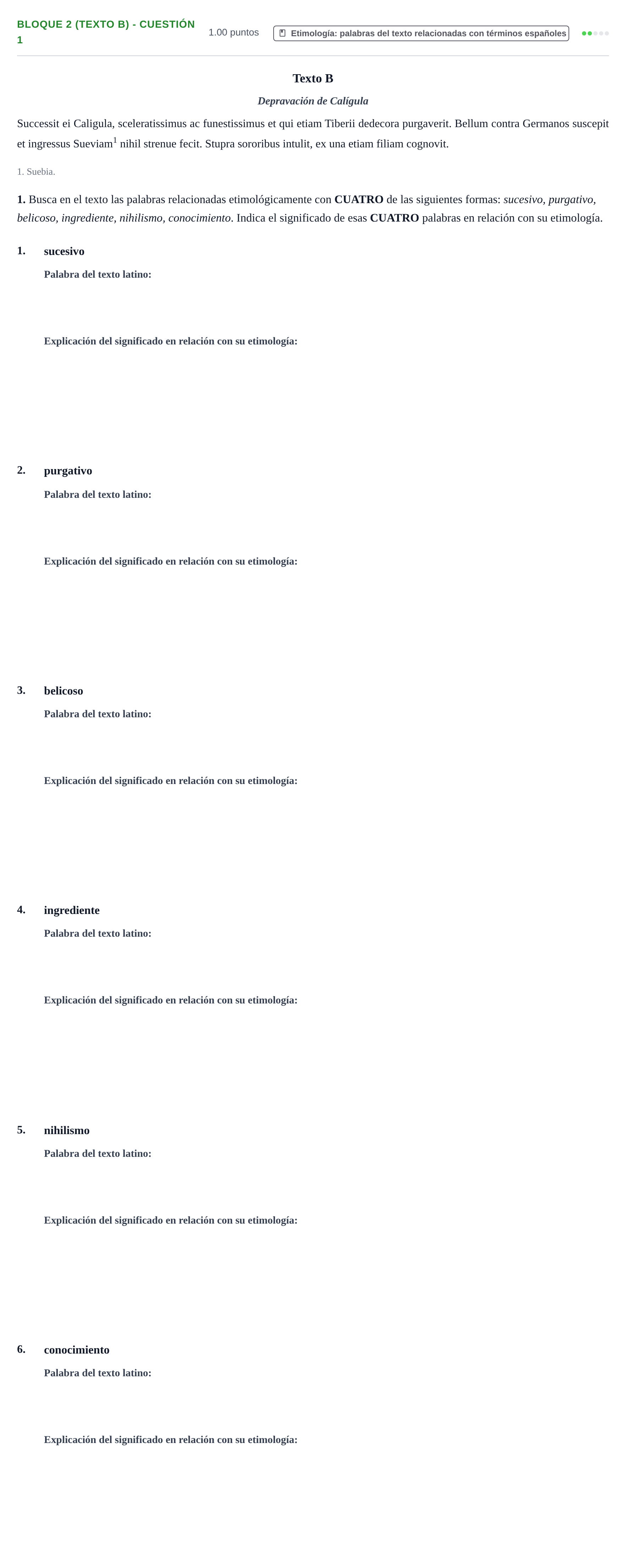 Enunciado: Bloque 2 (Texto B) - Cuestión 1 · Latín II PAU La Rioja Ordinaria 2024