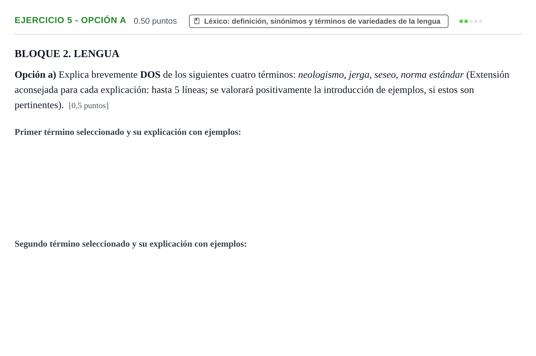 Enunciado: Ejercicio 5 - Opción a · Lengua Castellana y Literatura II PAU La Rioja Extraordinaria 2024