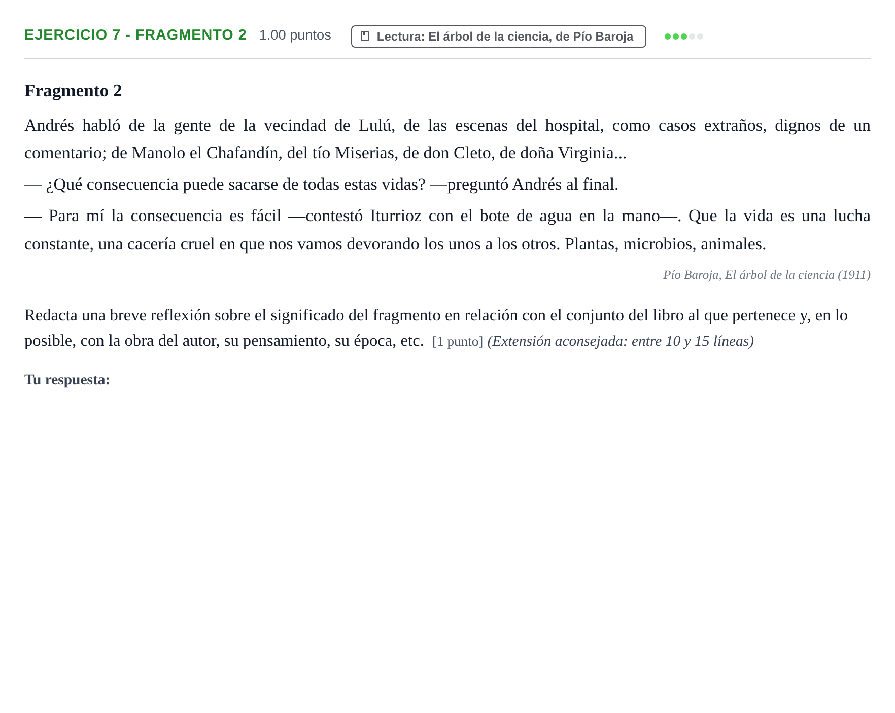 Enunciado: Ejercicio 7 - Fragmento 2 · Lengua Castellana y Literatura II PAU La Rioja Extraordinaria 2024