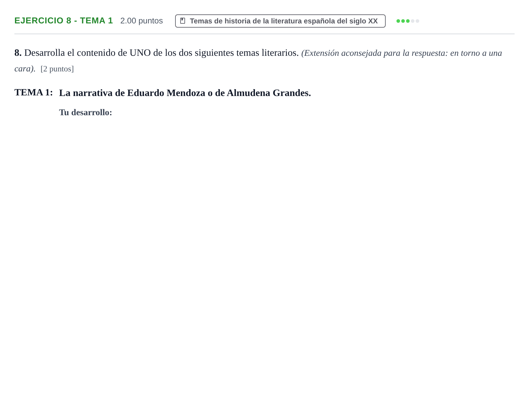 Enunciado: Ejercicio 8 - Tema 1 · Lengua Castellana y Literatura II PAU La Rioja Extraordinaria 2024