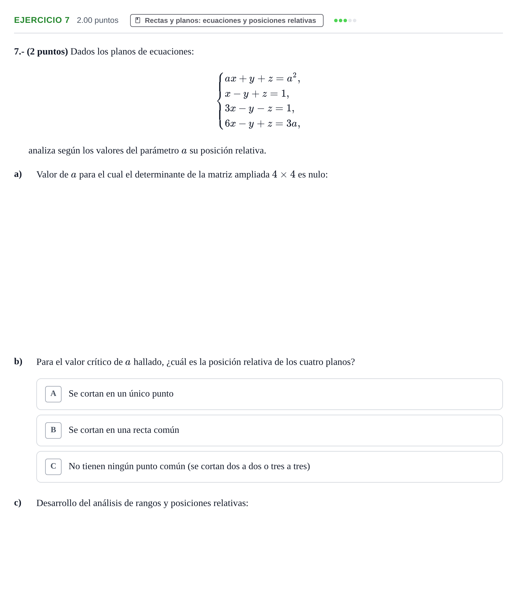 Enunciado: Problema 7 · Matemáticas II PAU La Rioja Extraordinaria 2024