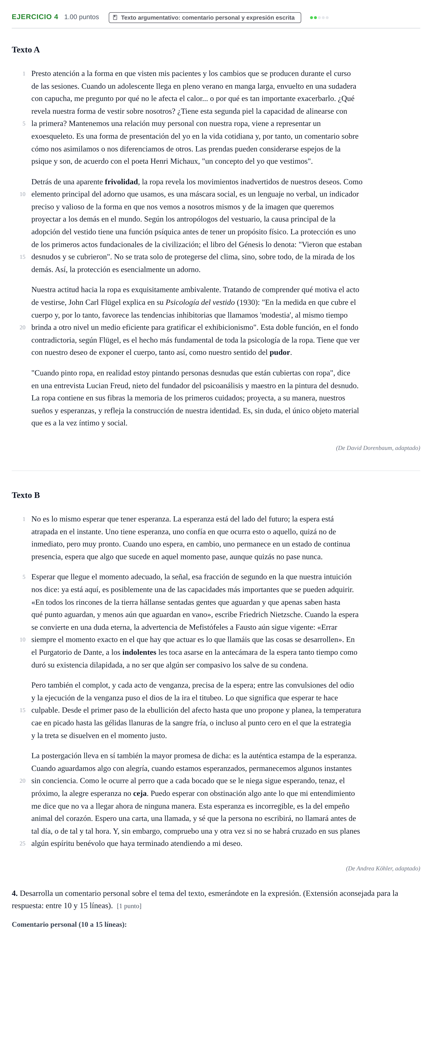 Enunciado: Problema 4 · Lengua Castellana y Literatura II PAU La Rioja Ordinaria 2024