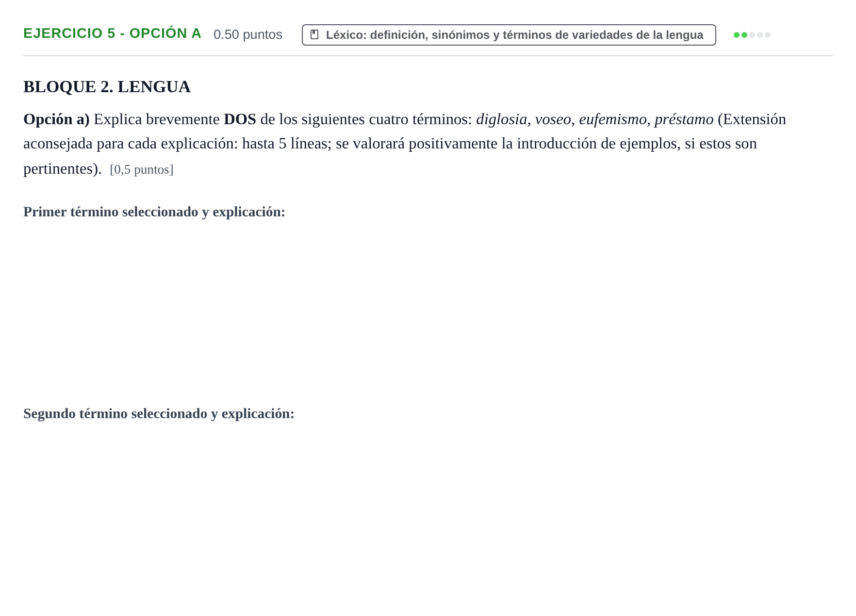 Enunciado: Ejercicio 5 - Opción a · Lengua Castellana y Literatura II PAU La Rioja Ordinaria 2024