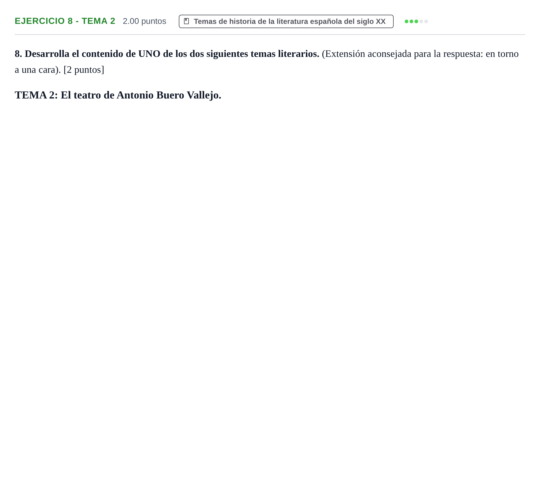 Enunciado: Ejercicio 8 - Tema 2 · Lengua Castellana y Literatura II PAU La Rioja Ordinaria 2024