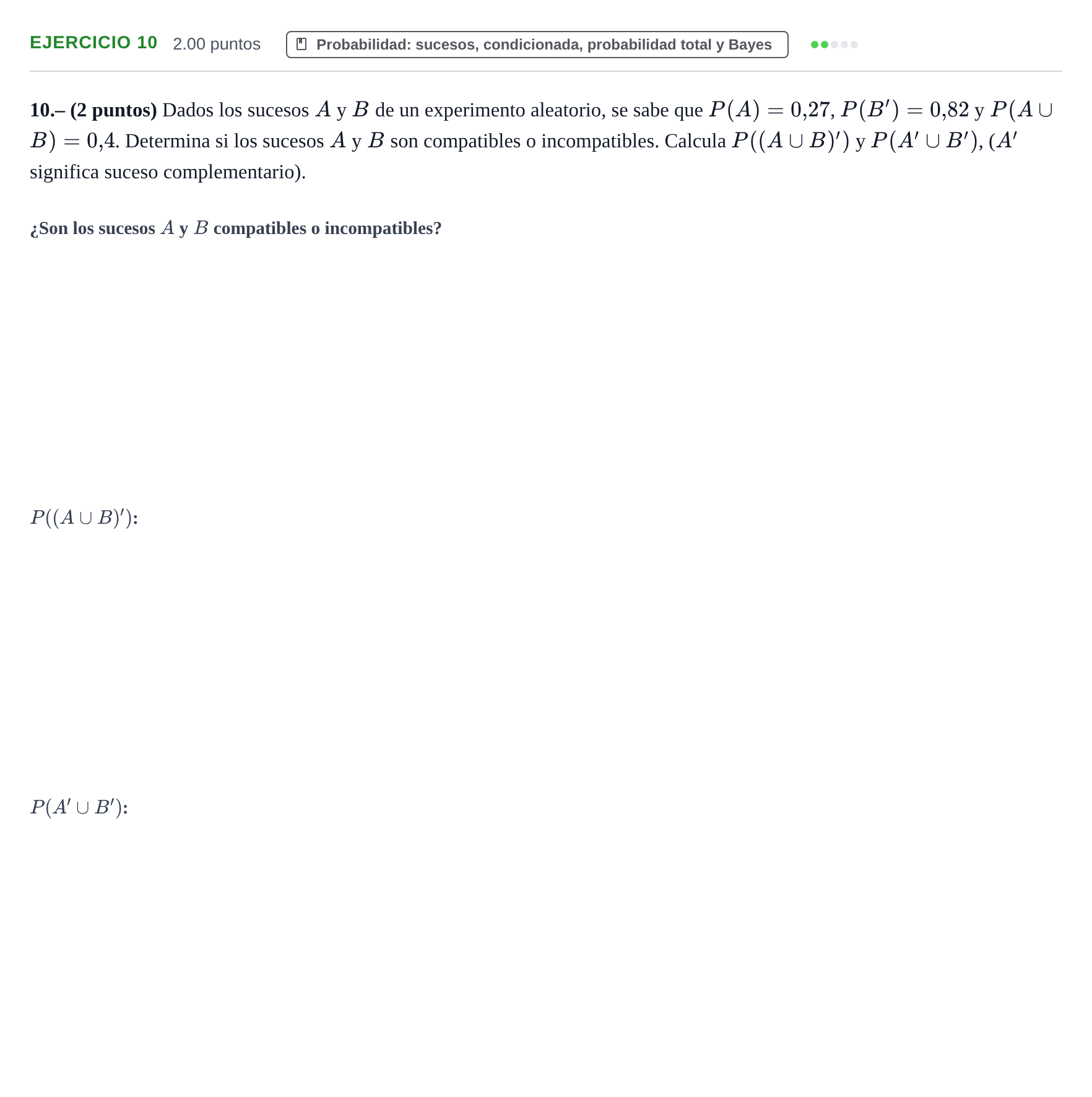 Enunciado: Problema 10 · Matemáticas II PAU La Rioja Ordinaria 2024