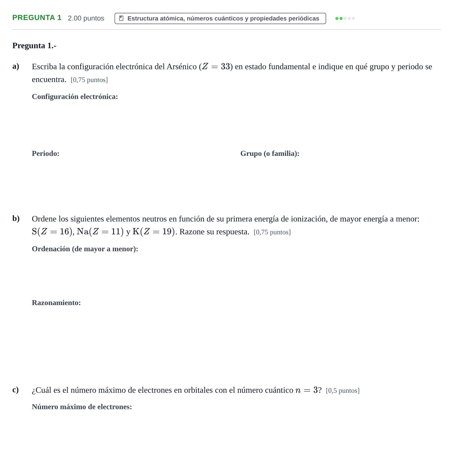 Enunciado: Pregunta 1 · Química PAU La Rioja Ordinaria 2024