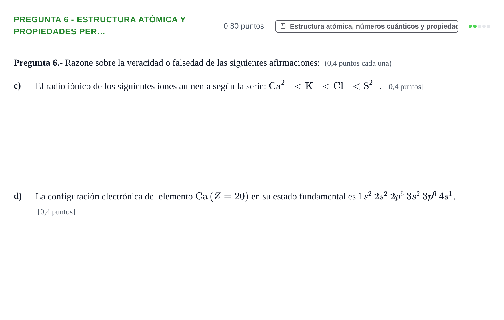 Enunciado: Pregunta 6 - Estructura atómica y propiedades per… · Química PAU La Rioja Ordinaria 2024