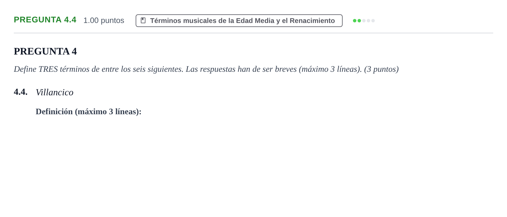 Enunciado: Pregunta 4.4 · Análisis Musical II PAU La Rioja Ordinaria 2024