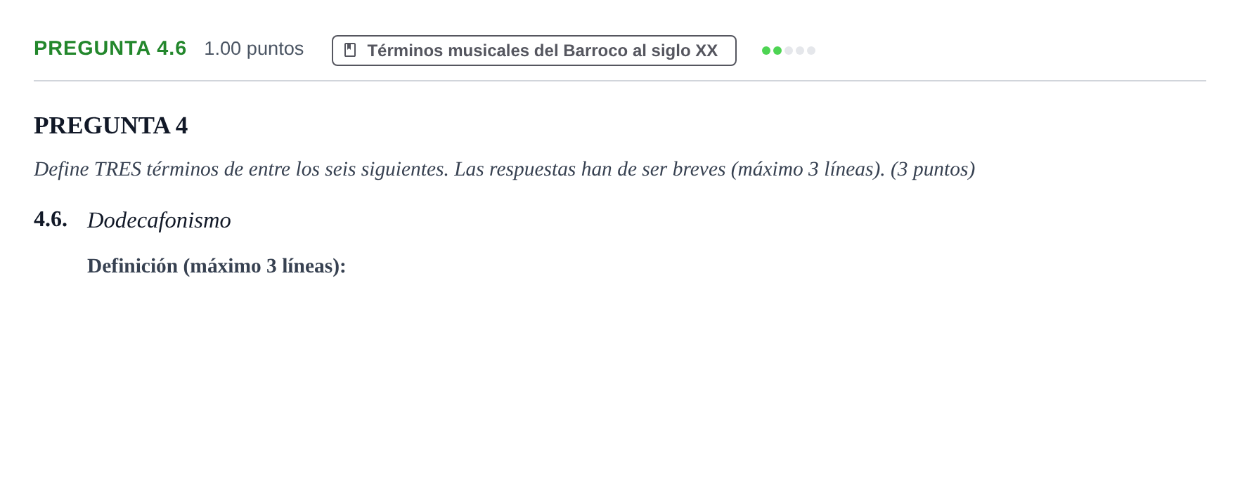 Enunciado: Pregunta 4.6 · Análisis Musical II PAU La Rioja Ordinaria 2024