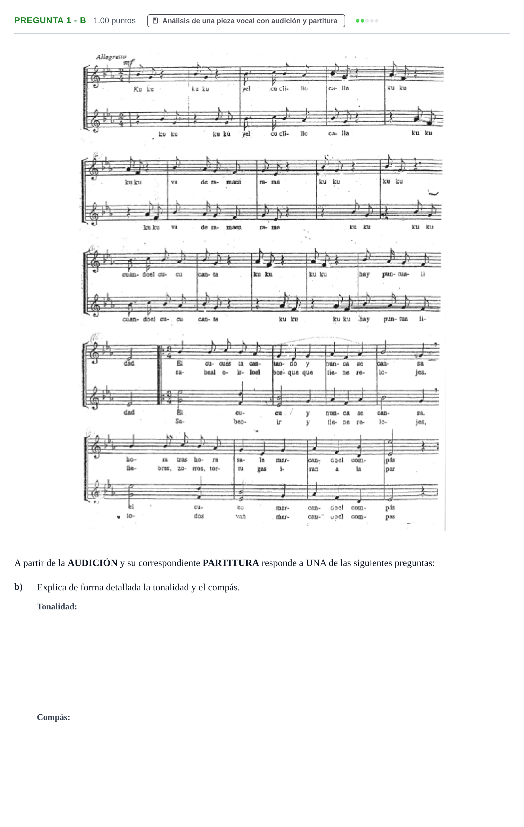 Enunciado: Pregunta 1 - b · Coro y Técnica Vocal PAU La Rioja Extraordinaria 2024