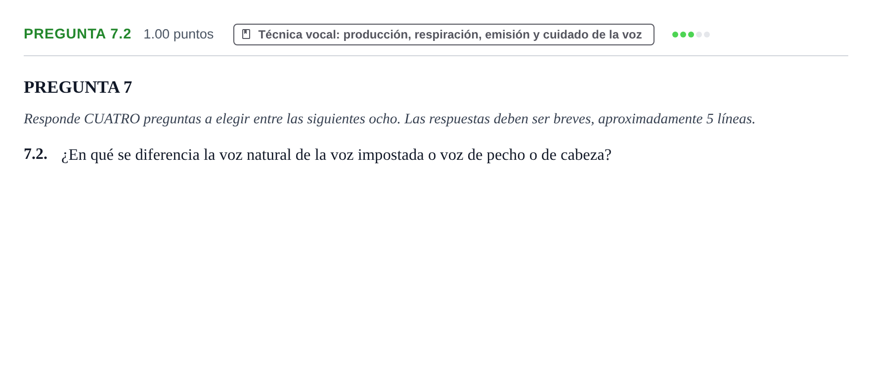 Enunciado: Pregunta 7.2 · Coro y Técnica Vocal PAU La Rioja Extraordinaria 2024