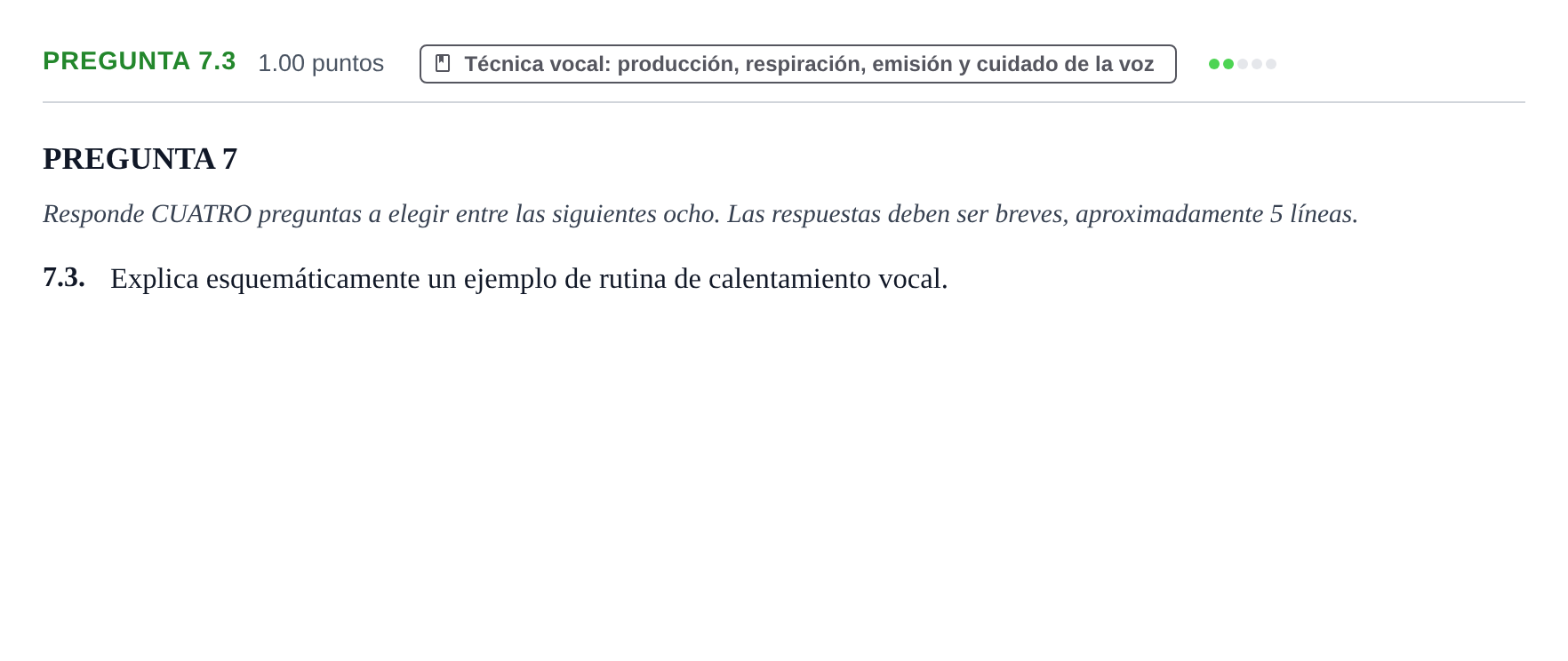 Enunciado: Pregunta 7.3 · Coro y Técnica Vocal PAU La Rioja Extraordinaria 2024