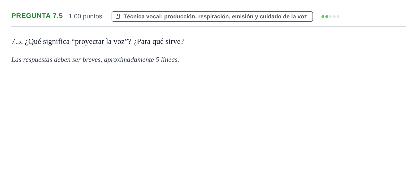 Enunciado: Pregunta 7.5 · Coro y Técnica Vocal PAU La Rioja Extraordinaria 2024