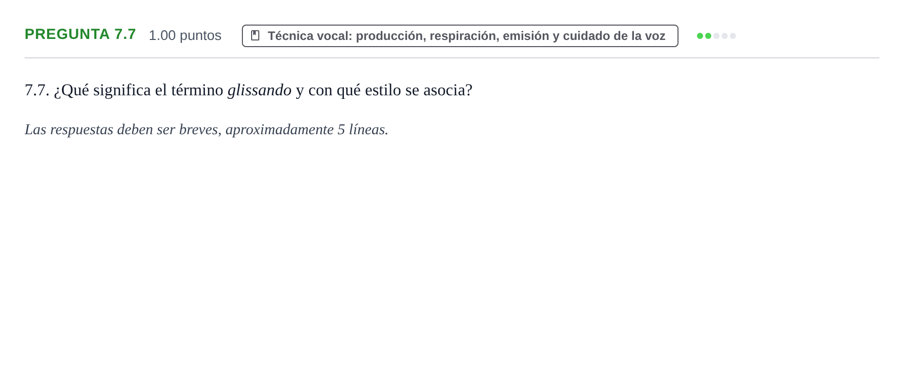 Enunciado: Pregunta 7.7 · Coro y Técnica Vocal PAU La Rioja Extraordinaria 2024