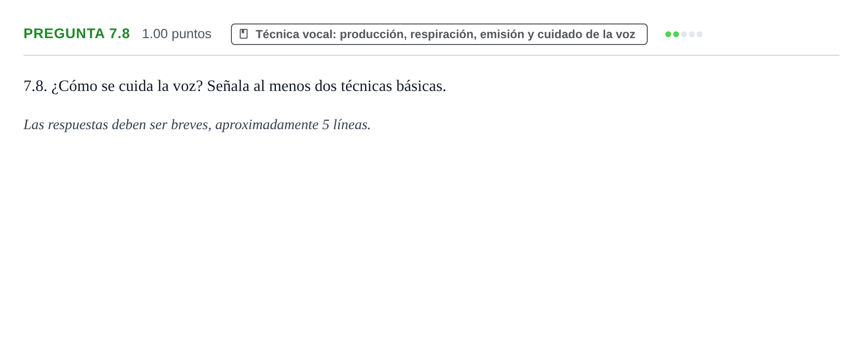 Enunciado: Pregunta 7.8 · Coro y Técnica Vocal PAU La Rioja Extraordinaria 2024