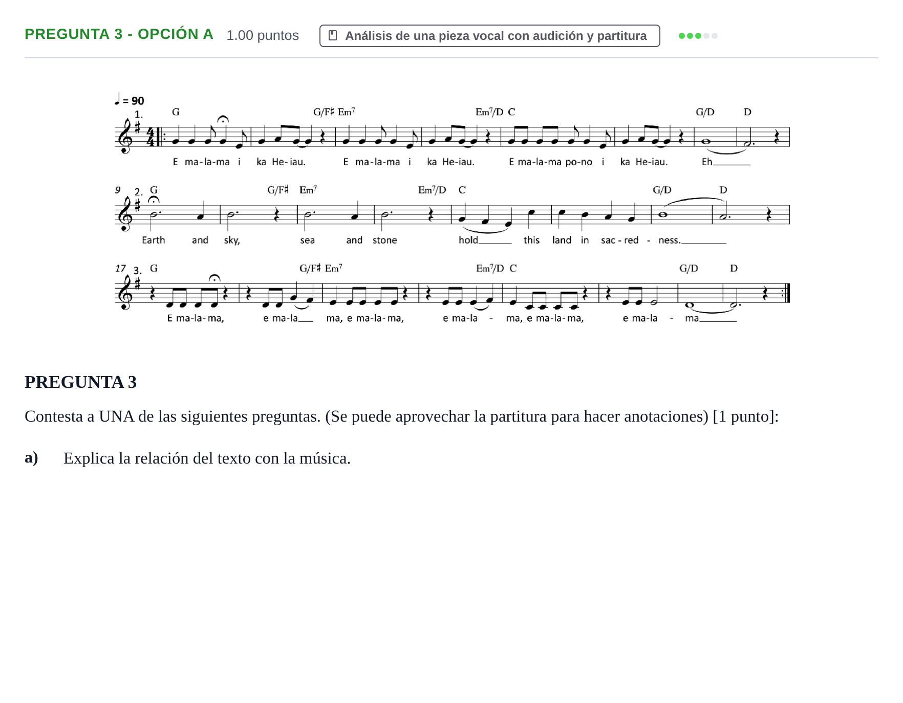 Enunciado: Pregunta 3 - Opción a · Coro y Técnica Vocal PAU La Rioja Ordinaria 2024