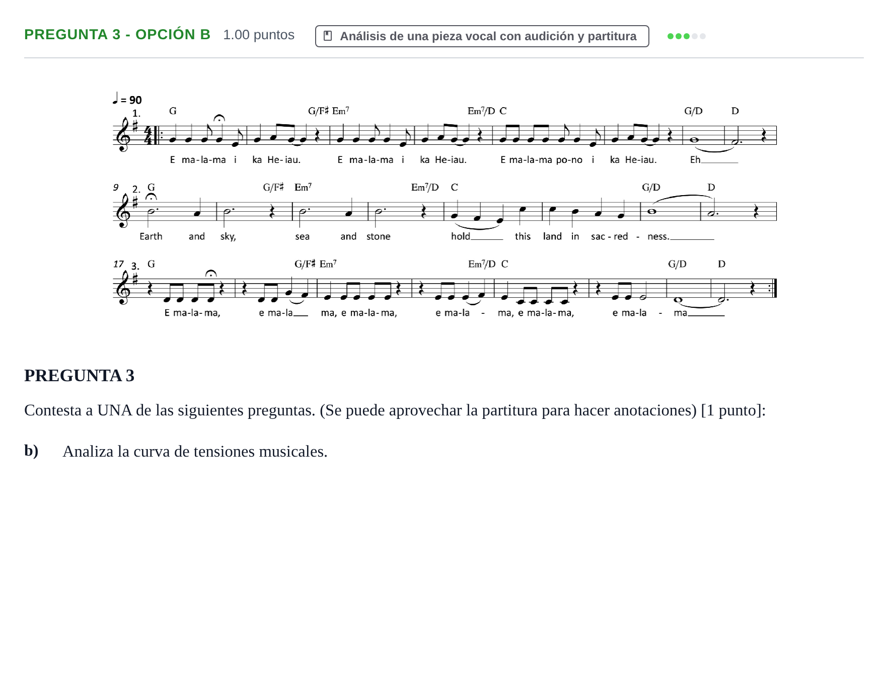 Enunciado: Pregunta 3 - Opción b · Coro y Técnica Vocal PAU La Rioja Ordinaria 2024