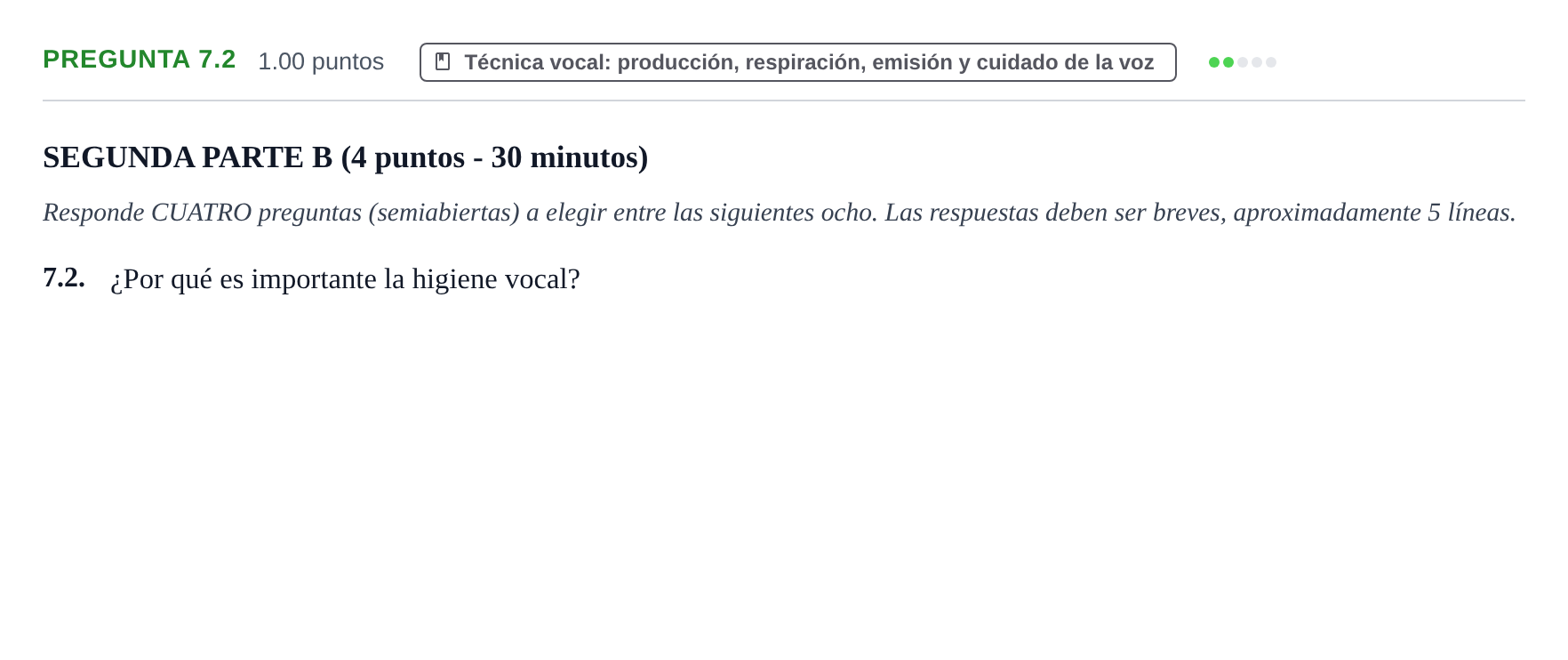 Enunciado: Pregunta 7.2 · Coro y Técnica Vocal PAU La Rioja Ordinaria 2024