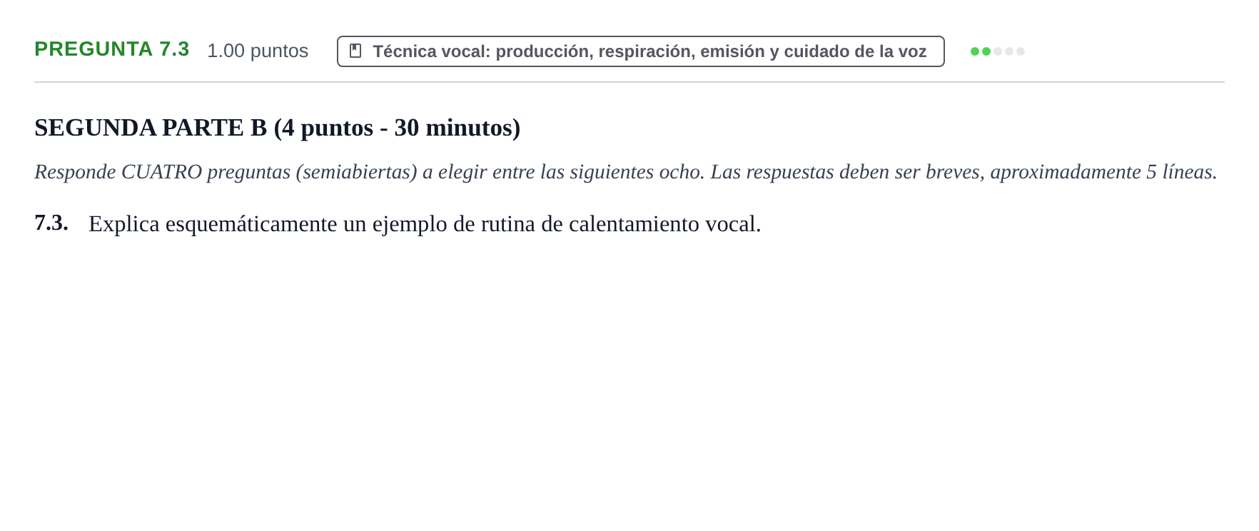 Enunciado: Pregunta 7.3 · Coro y Técnica Vocal PAU La Rioja Ordinaria 2024
