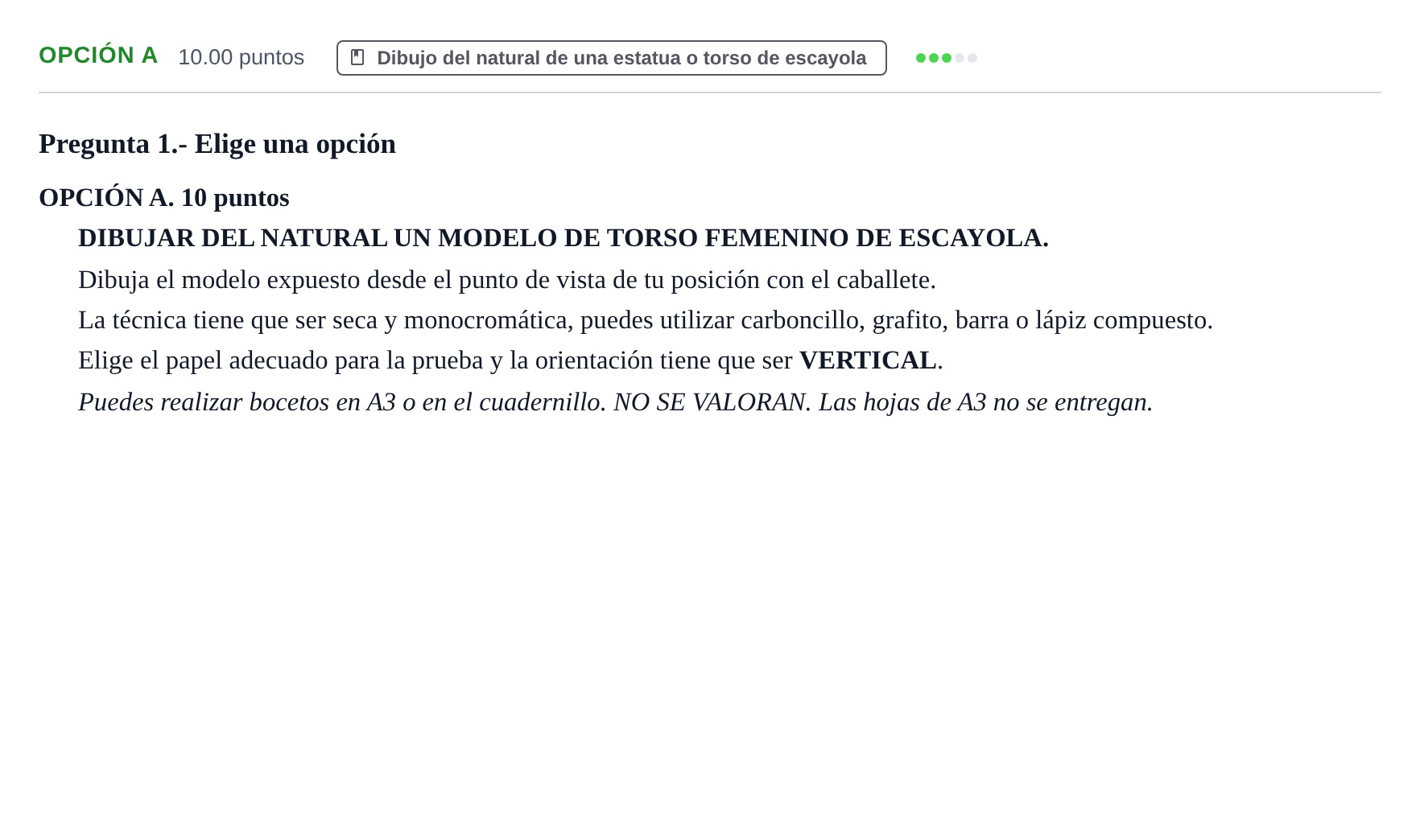 Enunciado: Opción A · Dibujo Artístico II PAU La Rioja Ordinaria 2024