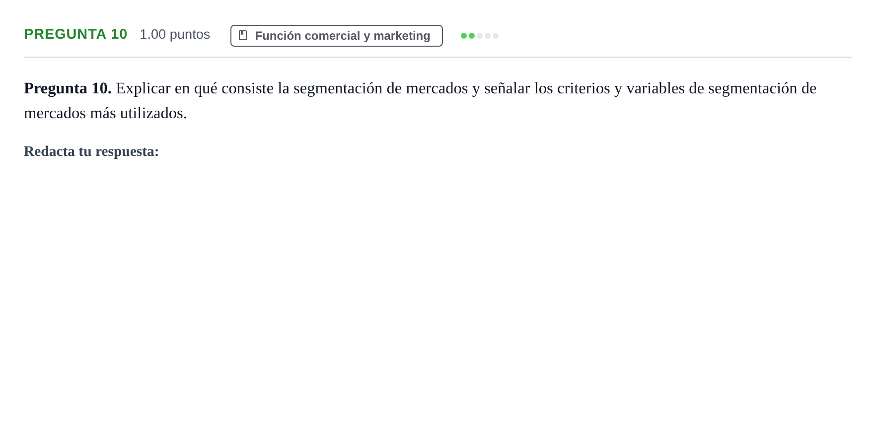Enunciado: Pregunta 10 · Empresa y Diseño de Modelos de Negocio PAU La Rioja Extraordinaria 2024