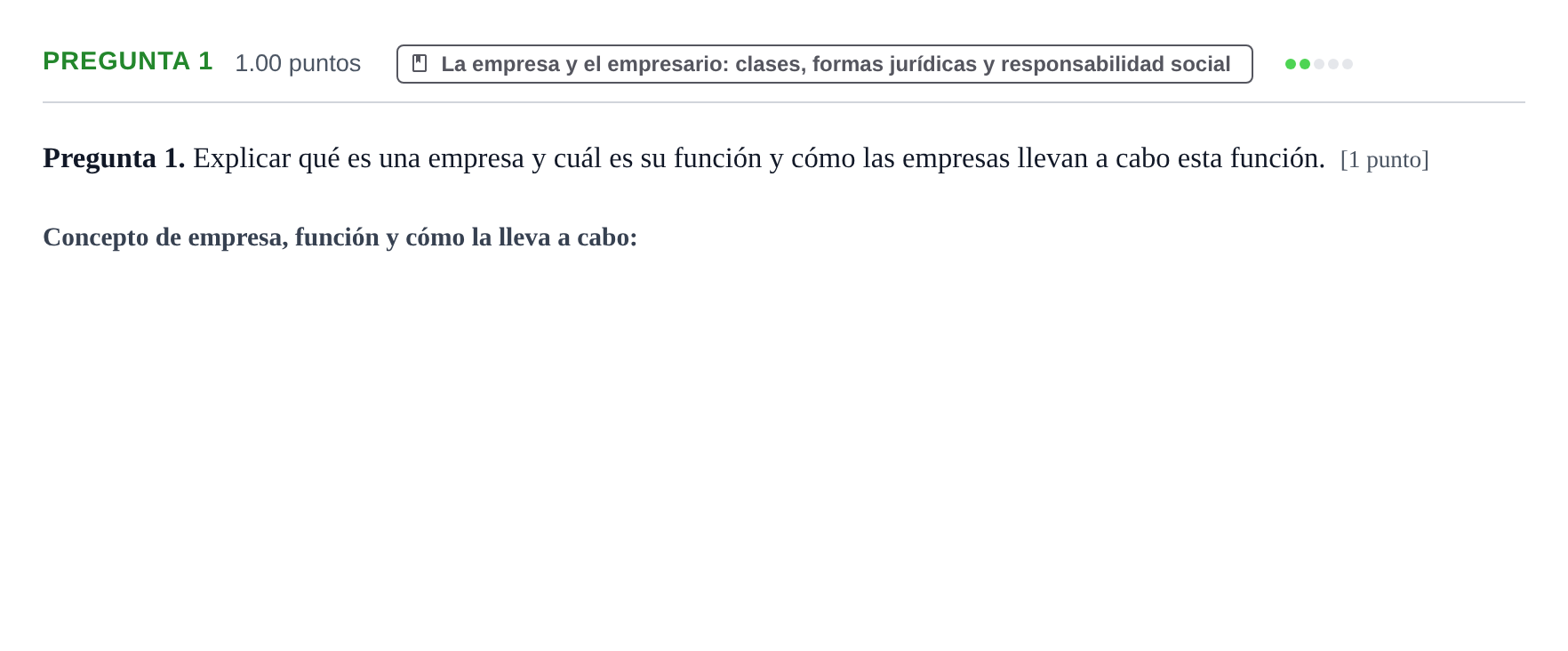 Enunciado: Pregunta 1 · Empresa y Diseño de Modelos de Negocio PAU La Rioja Extraordinaria 2024