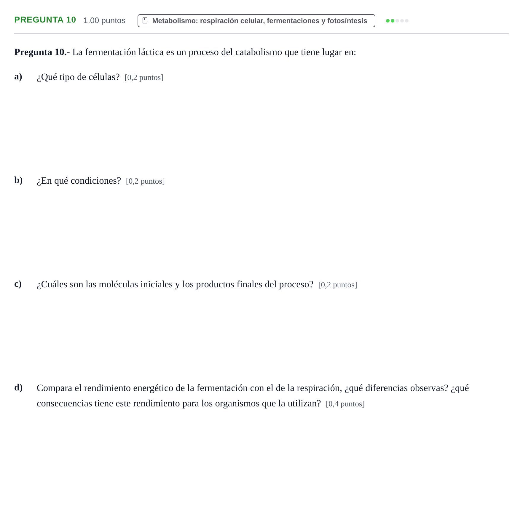 Enunciado: Pregunta 10 · Biología PAU La Rioja Ordinaria 2024