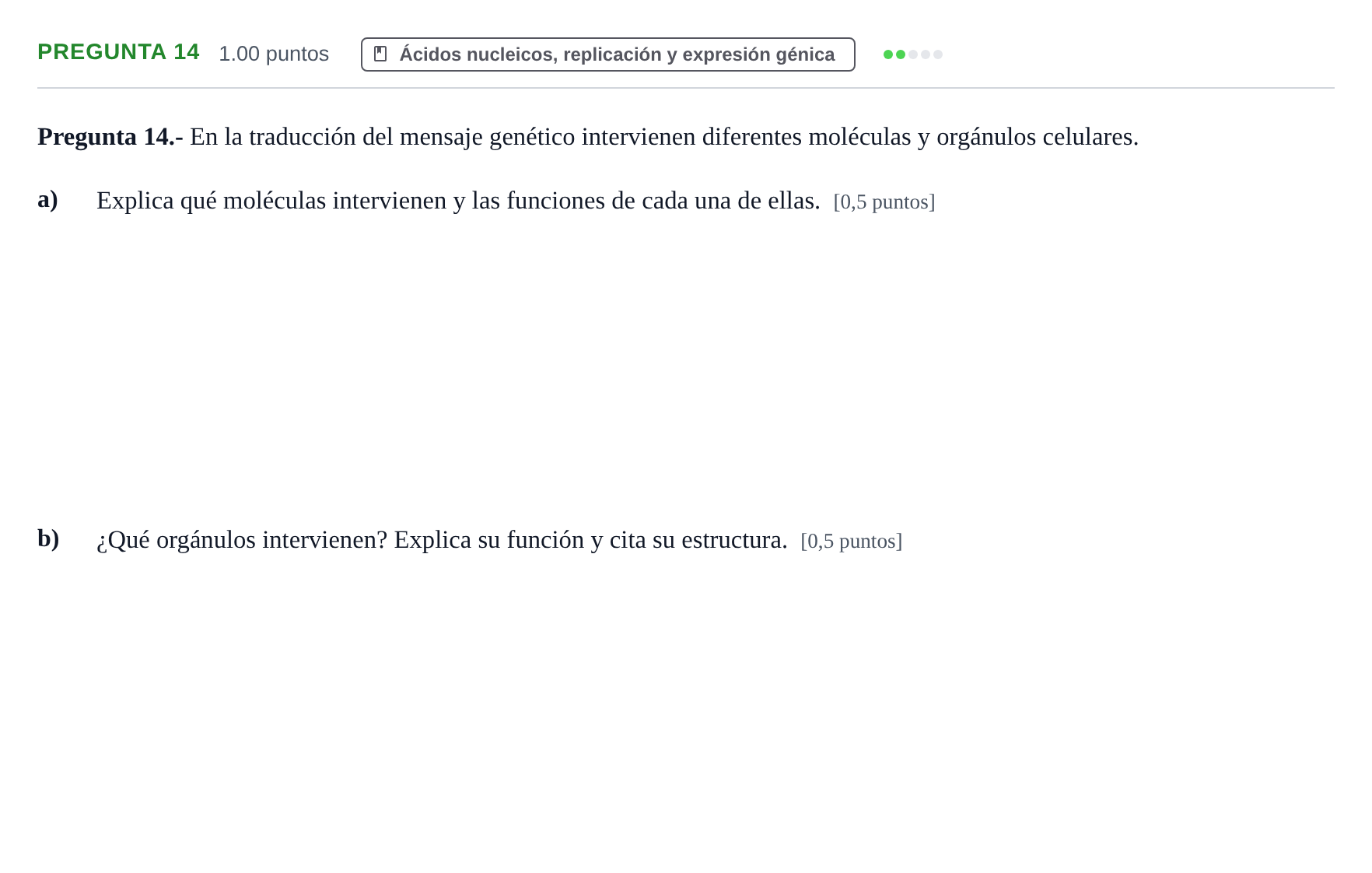 Enunciado: Pregunta 14 · Biología PAU La Rioja Ordinaria 2024