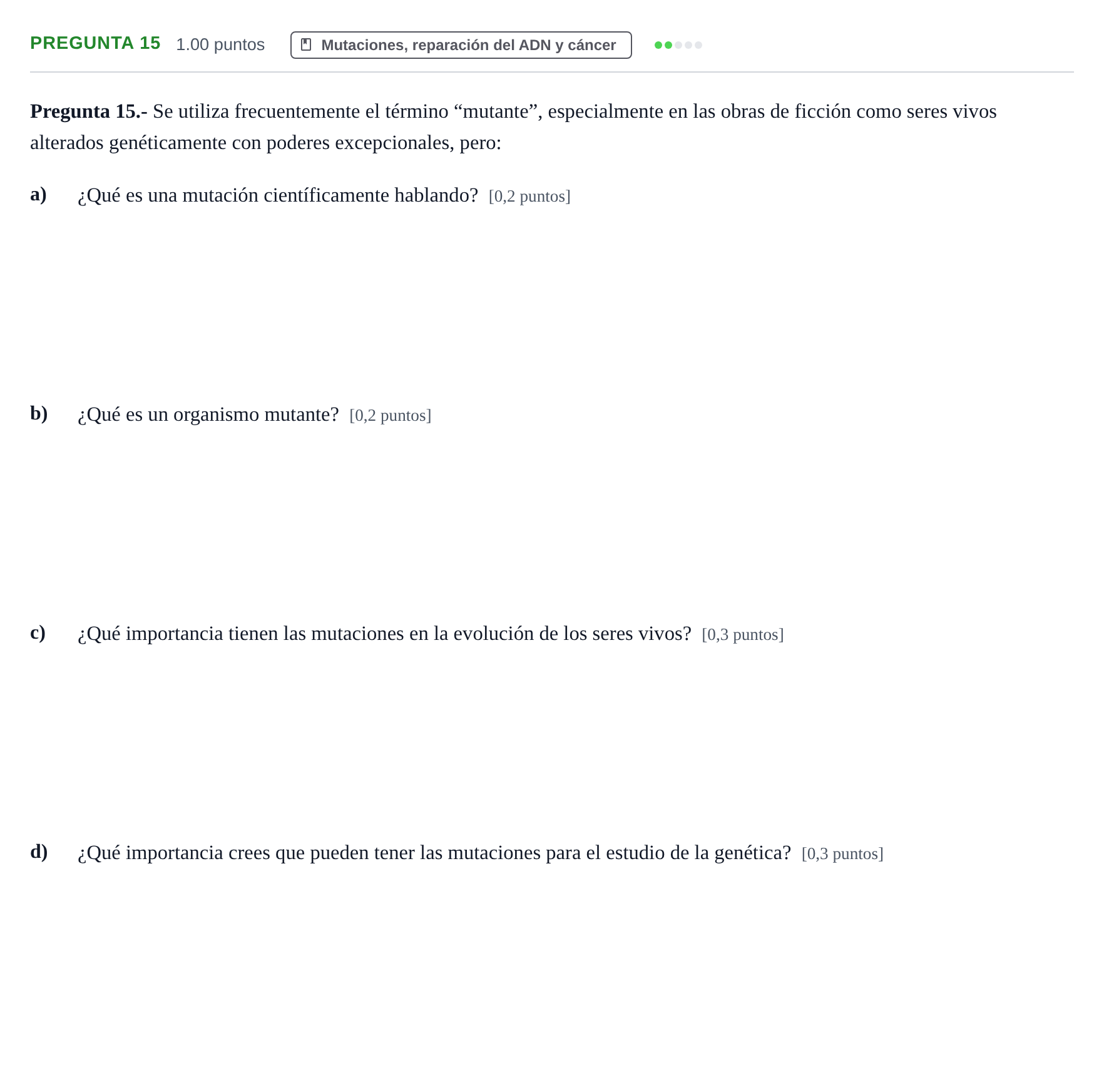 Enunciado: Pregunta 15 · Biología PAU La Rioja Ordinaria 2024