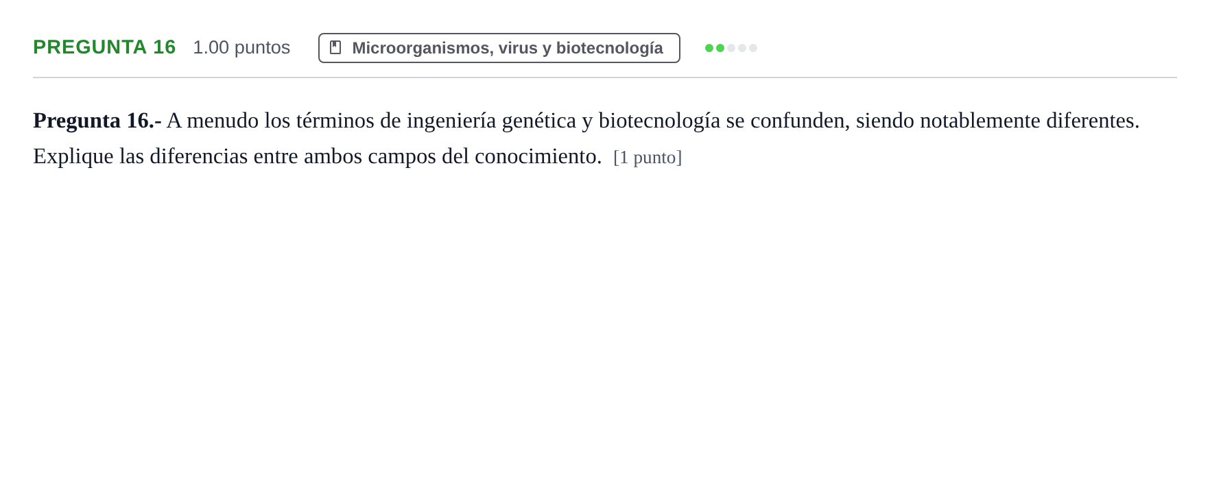 Enunciado: Pregunta 16 · Biología PAU La Rioja Ordinaria 2024