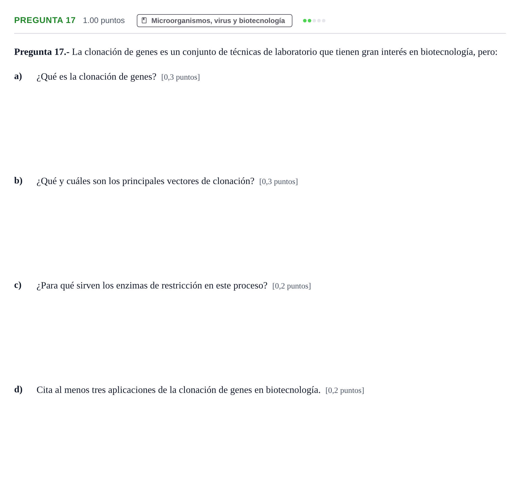 Enunciado: Pregunta 17 · Biología PAU La Rioja Ordinaria 2024