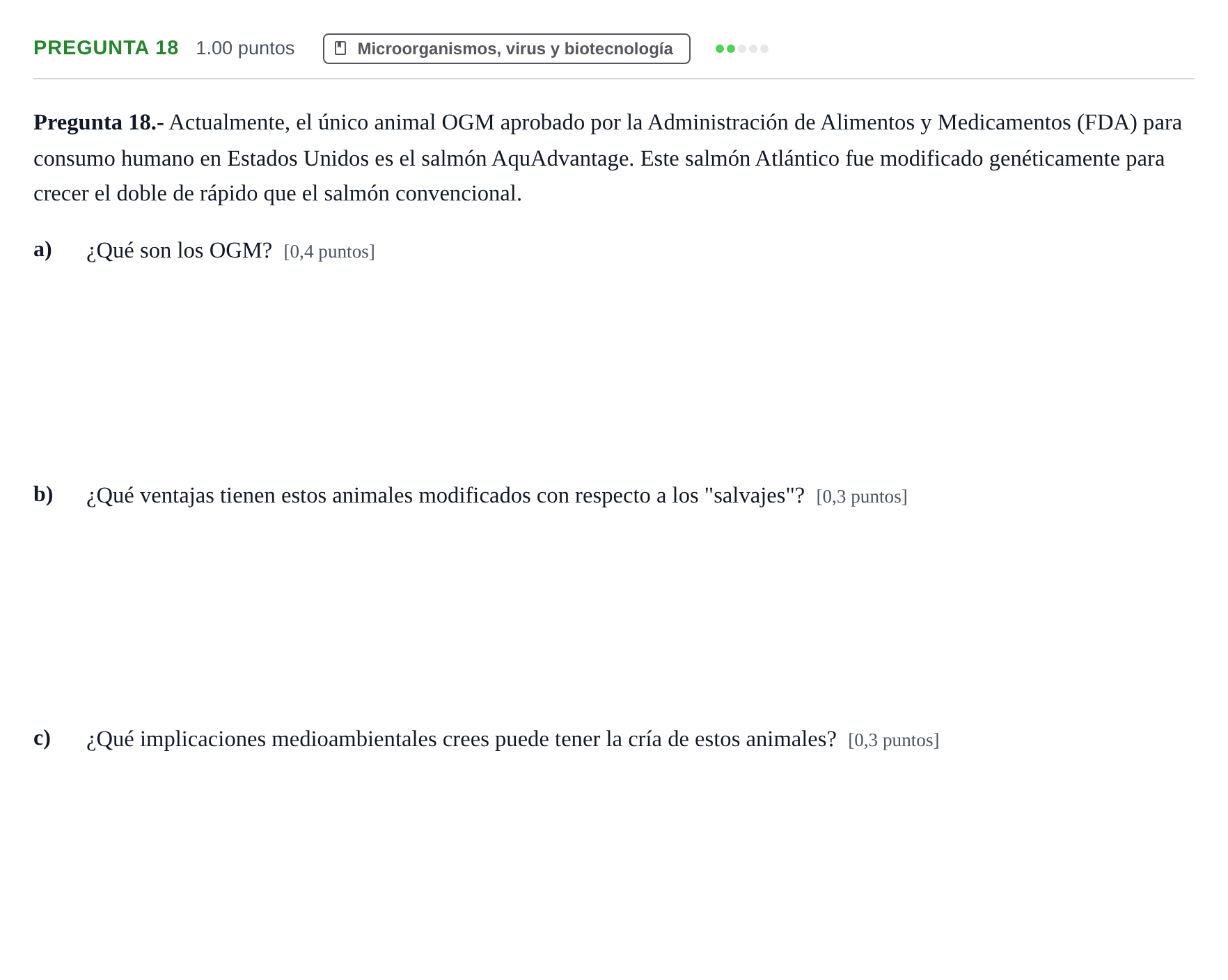 Enunciado: Pregunta 18 · Biología PAU La Rioja Ordinaria 2024