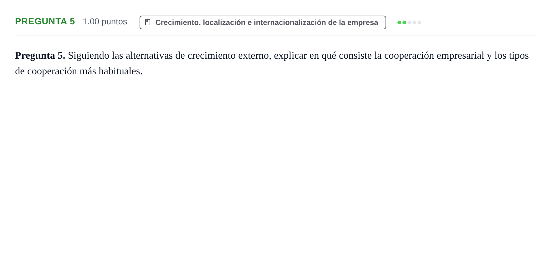 Enunciado: Pregunta 5 · Empresa y Diseño de Modelos de Negocio PAU La Rioja Ordinaria 2024