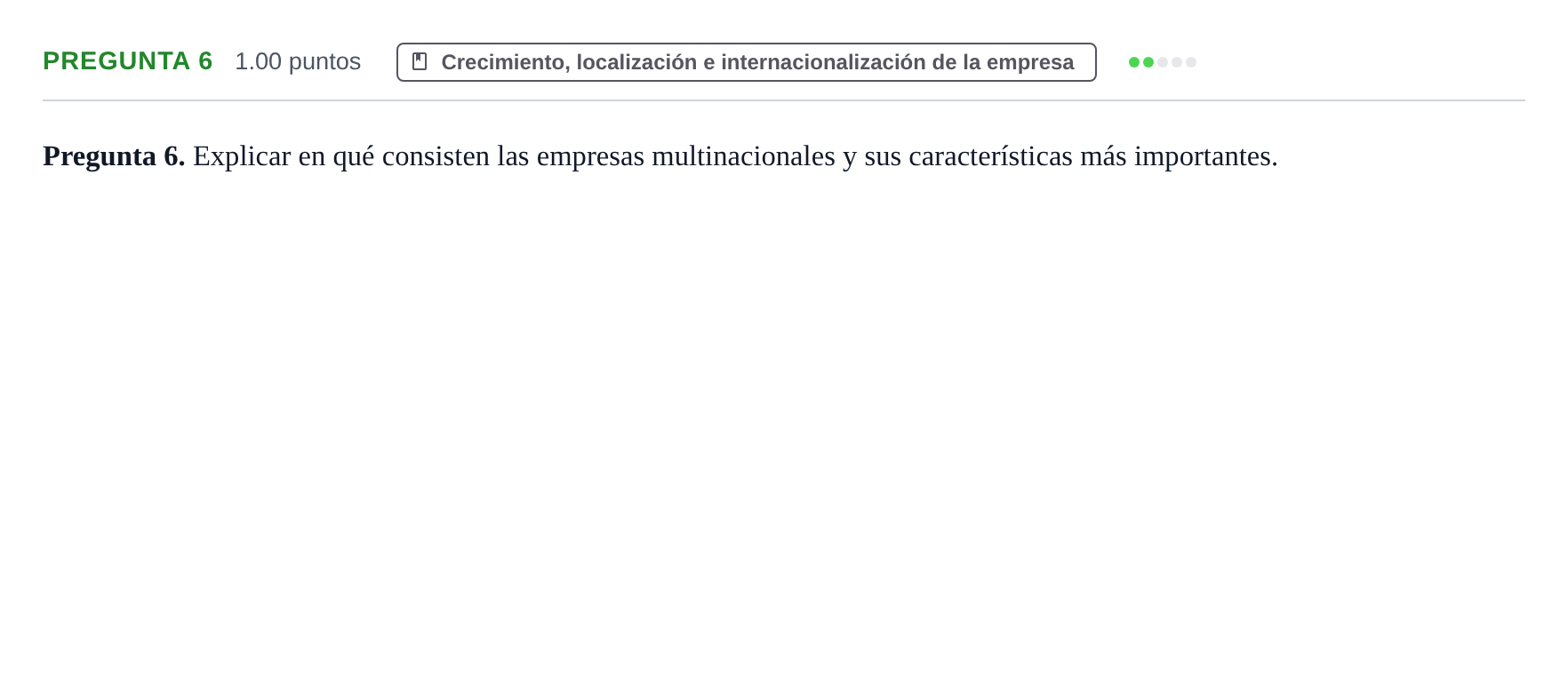 Enunciado: Pregunta 6 · Empresa y Diseño de Modelos de Negocio PAU La Rioja Ordinaria 2024