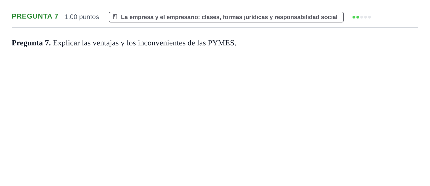 Enunciado: Pregunta 7 · Empresa y Diseño de Modelos de Negocio PAU La Rioja Ordinaria 2024