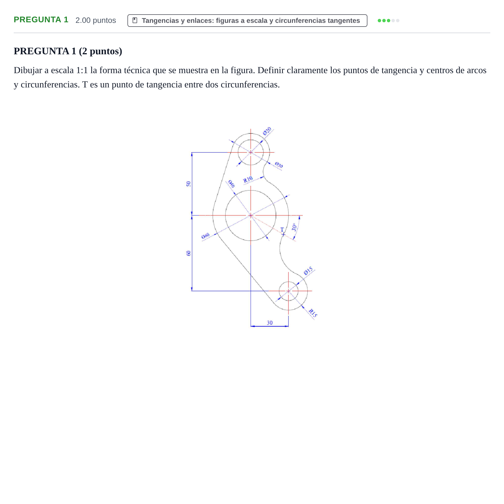Enunciado: PREGUNTA 1 · Dibujo técnico II PAU La Rioja Ordinaria 2024