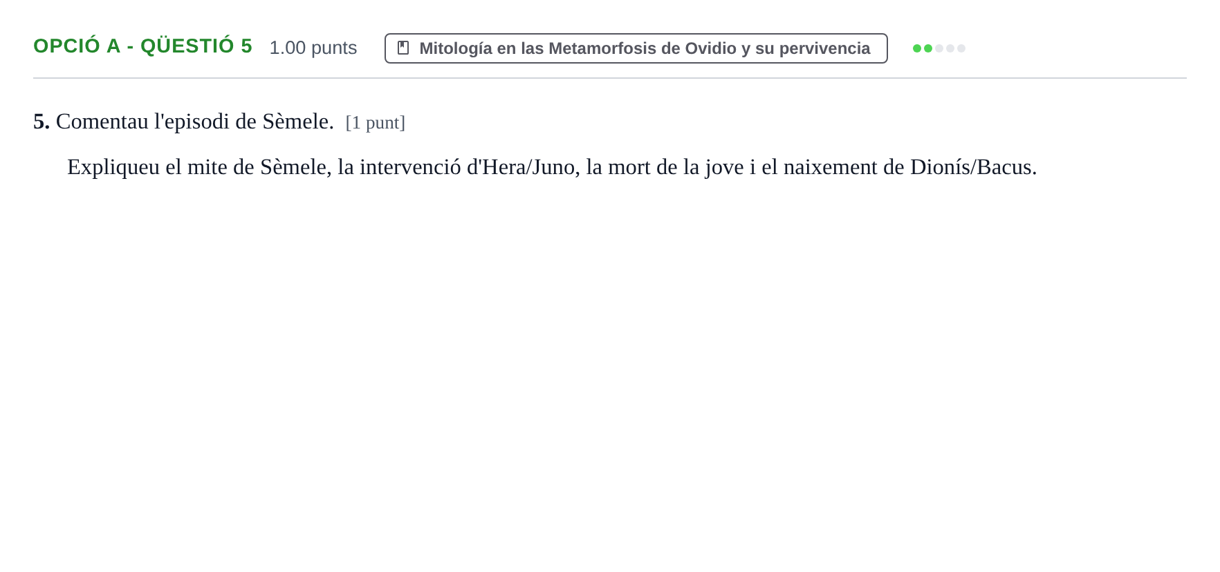 Enunciado: Ejercicio Opció A - Qüestió 5 · Latín II PAU Baleares Extraordinaria 2023
