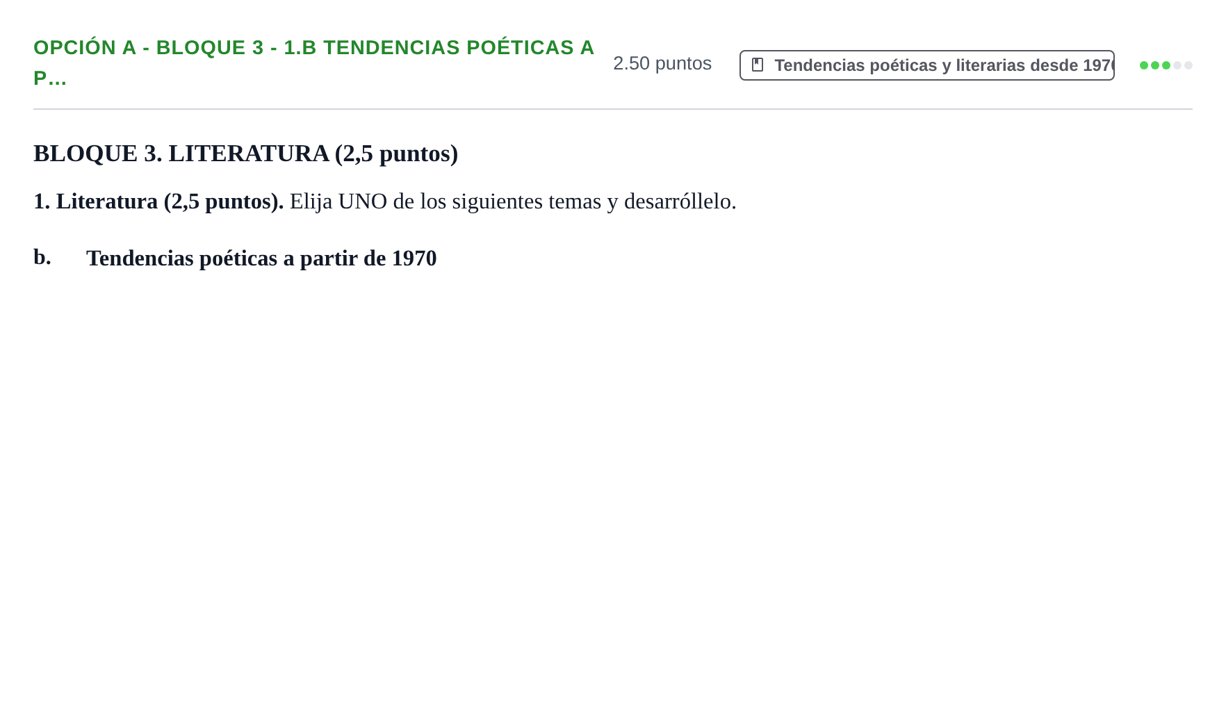 Enunciado: Opción A - Bloque 3 - 1.b Tendencias poéticas a p… · Lengua Castellana y Literatura II PAU Baleares Extraordinaria 2023
