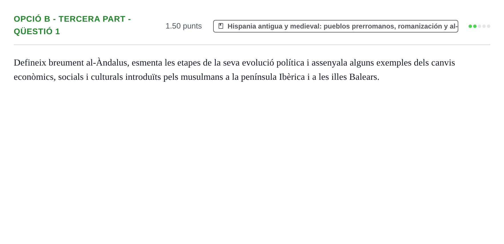 Enunciado: Ejercicio Opció B - Tercera part - Qüestió 1 · Historia de España PAU Baleares Ordinaria 2023