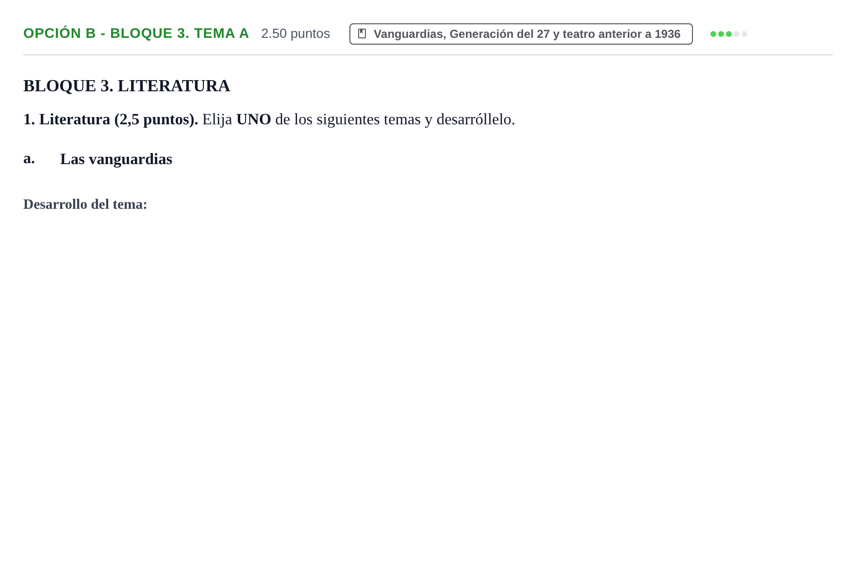 Enunciado: Opción B - Bloque 3. Tema a · Lengua Castellana y Literatura II PAU Baleares Ordinaria 2023